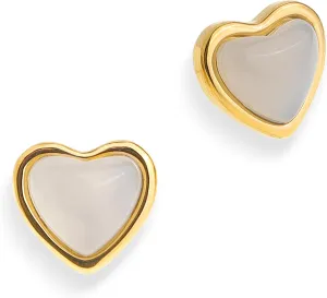 Sonateomber Gold Carnelian Crystal Heart Stud Earrings for Women, Valentine Dainty Cute Love Hypoallergenic Earing Wedding Prom Jewelry Gift.