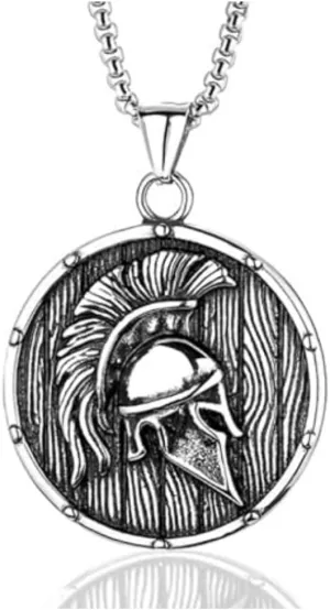 Spartan Warrior Helmet Necklace, Roman Centurion Helmet Pendant, Stainless Steel Medieval Costume Accessory Gift Jewelry for Men