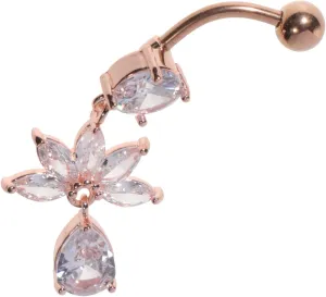 Stainless Steel Belly Ring Turquoise Water Drop Zircon Dangle Navel Ring for Women