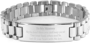 Stainless Steel Bracelet Mommy Gifts Prayer Engraved Inspirational Christmas Jewelry for Her