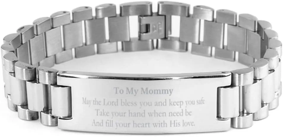 Stainless Steel Bracelet Mommy Gifts Prayer Engraved Inspirational Christmas Jewelry for Her