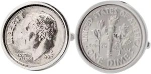 Sterling Silver 1995 Wedding Anniversary 1995 Men Dime Cufflinks Us Mint Coins