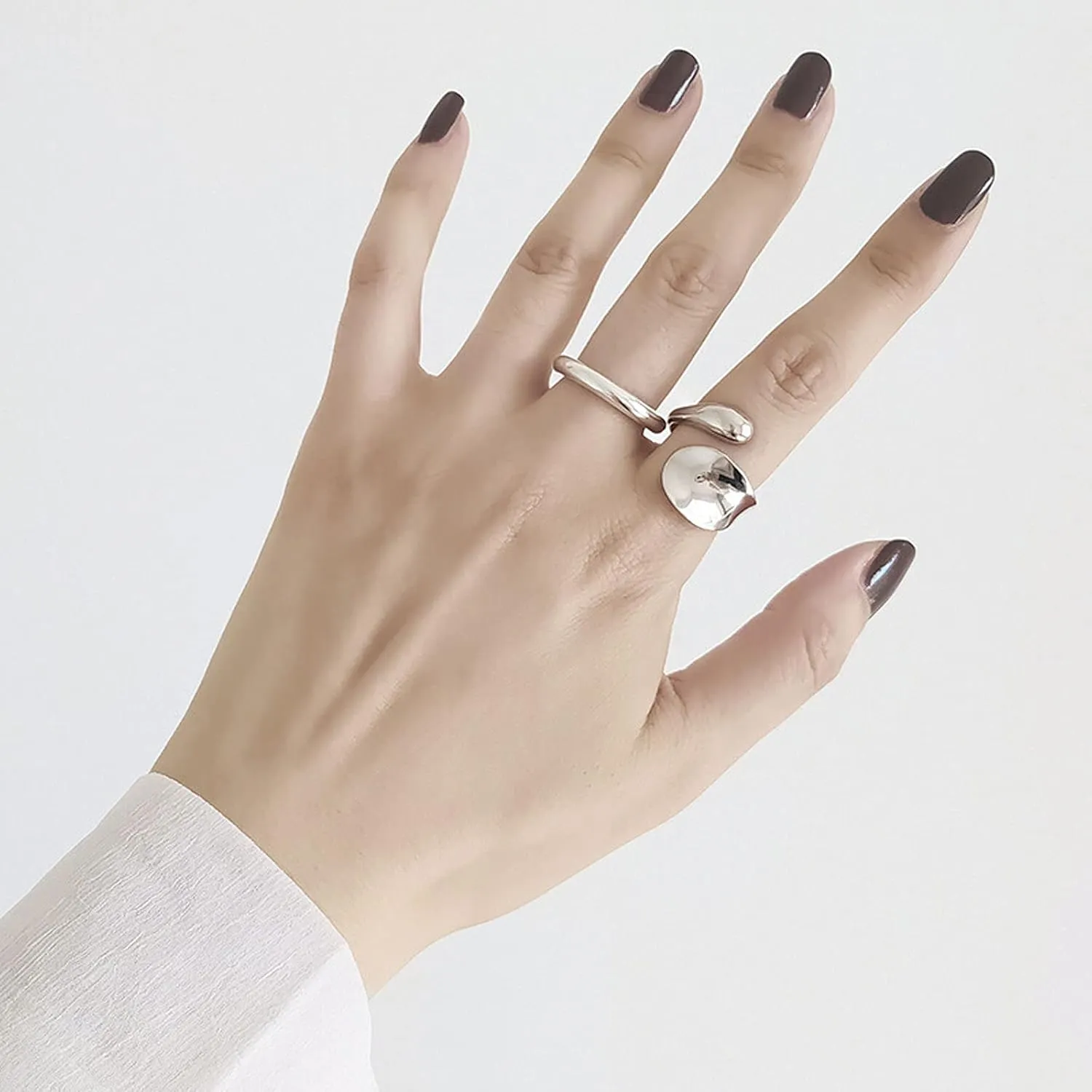 Sterling Silver Adjustable Rings for Women 925 Spoon Ring Aesthetic Cute Band High Polish Thumb Ring for Women