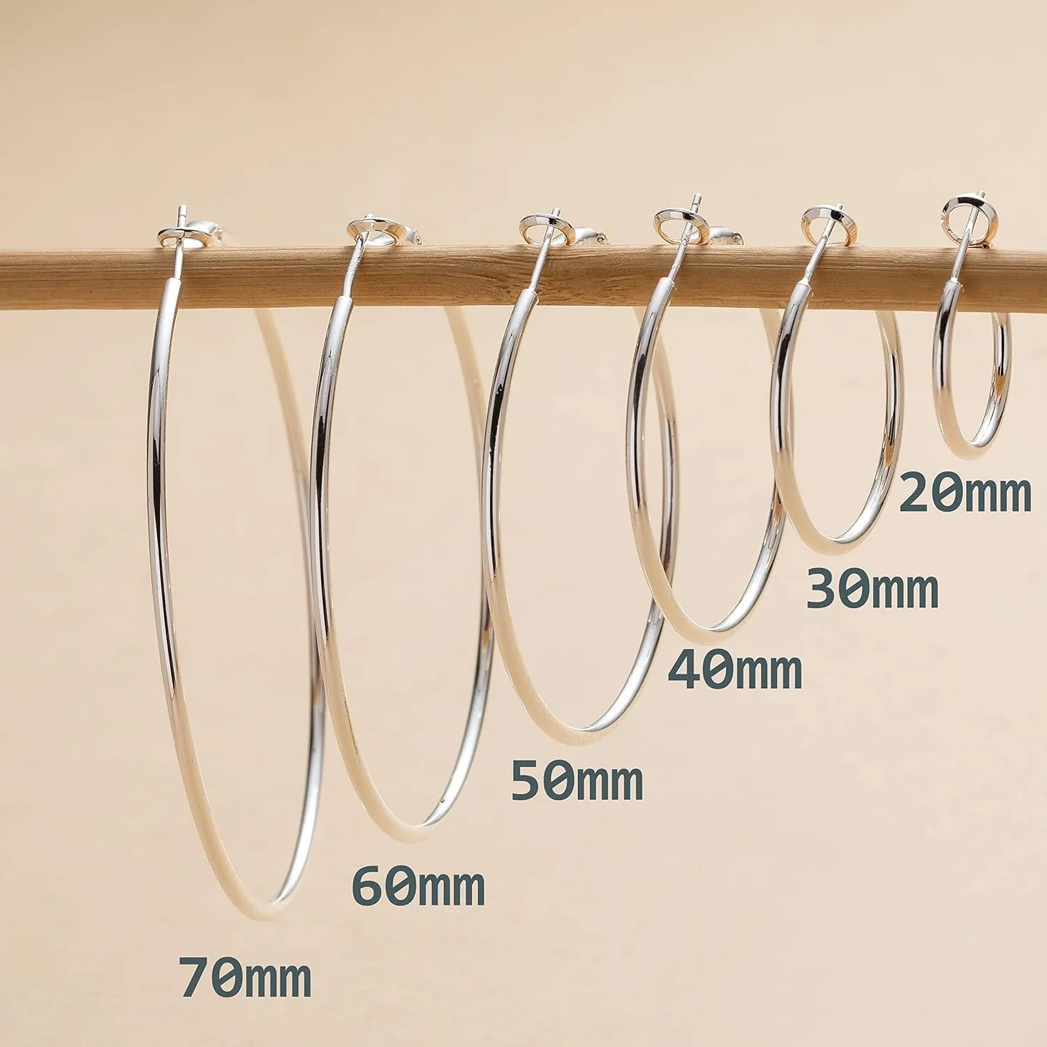 Sterling Silver Hoop Earrings Large Gold/Silver Hoop Earrings for Women Rounded Thin Hoop Earrings Big Hoop Earrings Set for Women Jewelry Gifts