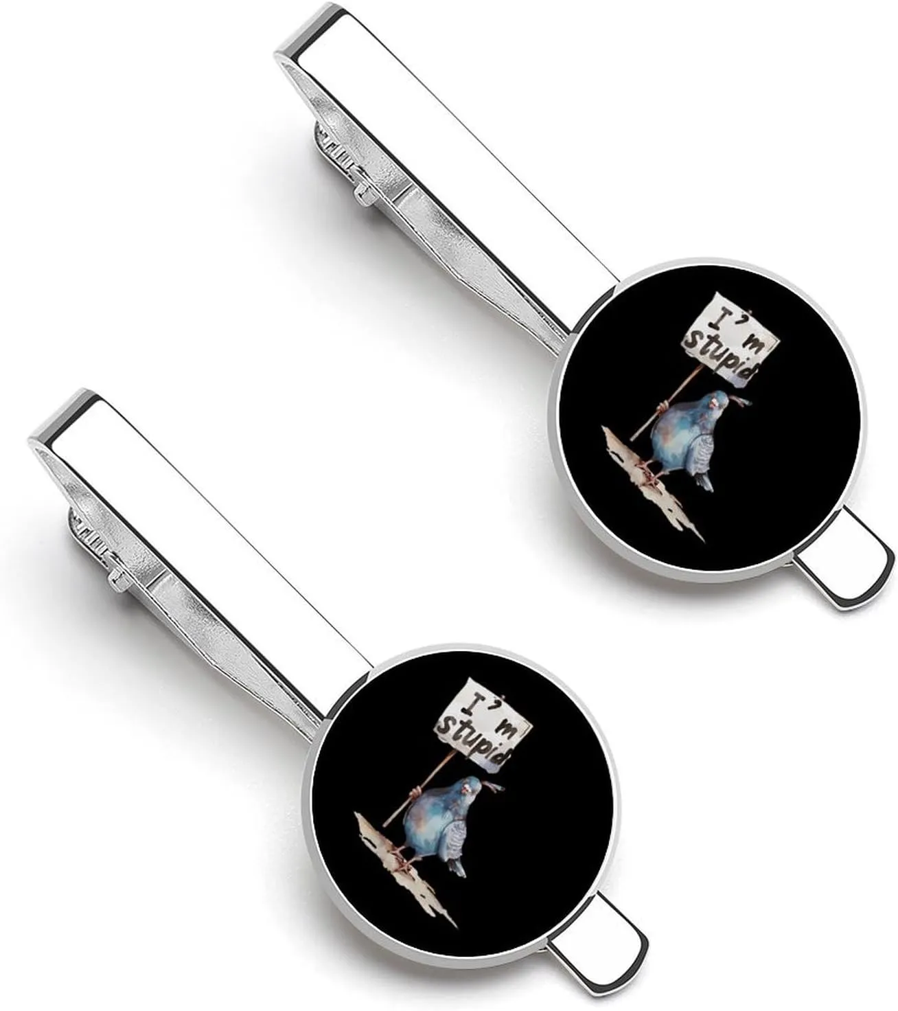 Stupid Bird Tie Clip Tack Pins Cufflinks Necktie Bar Pinch Business Wedding Clothing Accessories for Men Women
