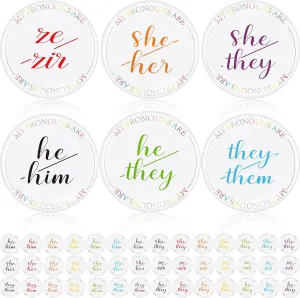 Sureio 210 Pcs Pronoun Pins Button Pronoun Badges Pride Bulk Multiple Colors She Her He Him They Them Nonbinary Gender Identity Pins for Shirts Clothes LGBTQ Accessories (2 Pronouns)