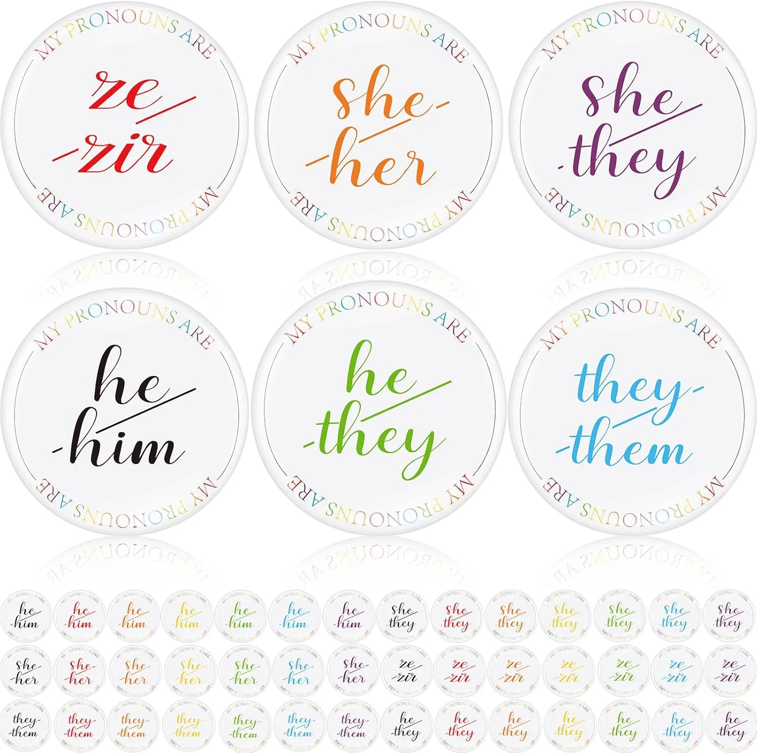 Sureio 210 Pcs Pronoun Pins Button Pronoun Badges Pride Bulk Multiple Colors She Her He Him They Them Nonbinary Gender Identity Pins for Shirts Clothes LGBTQ Accessories (2 Pronouns)