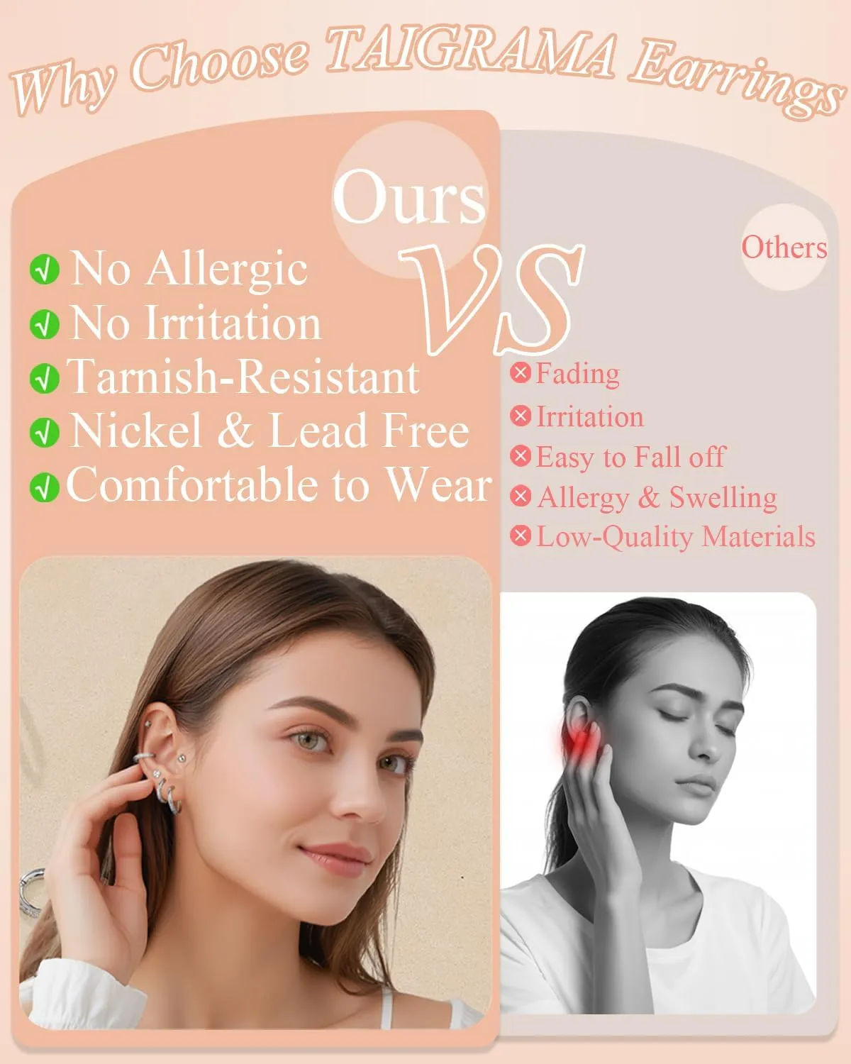 Surgical Steel Stud Earrings for Women, Hypoallergenic Flat Back Earrings for Sensitive Ears, Small Cartilage Huggie Hoop Earrings Ball CZ Opal Screw Back Stud Earrings for Women Men