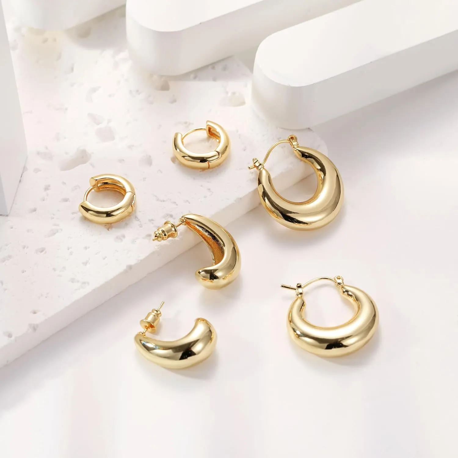 Tasiso Small Hoop Earrings for Women, Dainty 14K Gold Plated Huggie Hoop Earrings Lightweight Hypoallergenic Cubic Zirconia Earring Cute Double CZ Spiral Earrings for Women Trendy Jewelry Gifts
