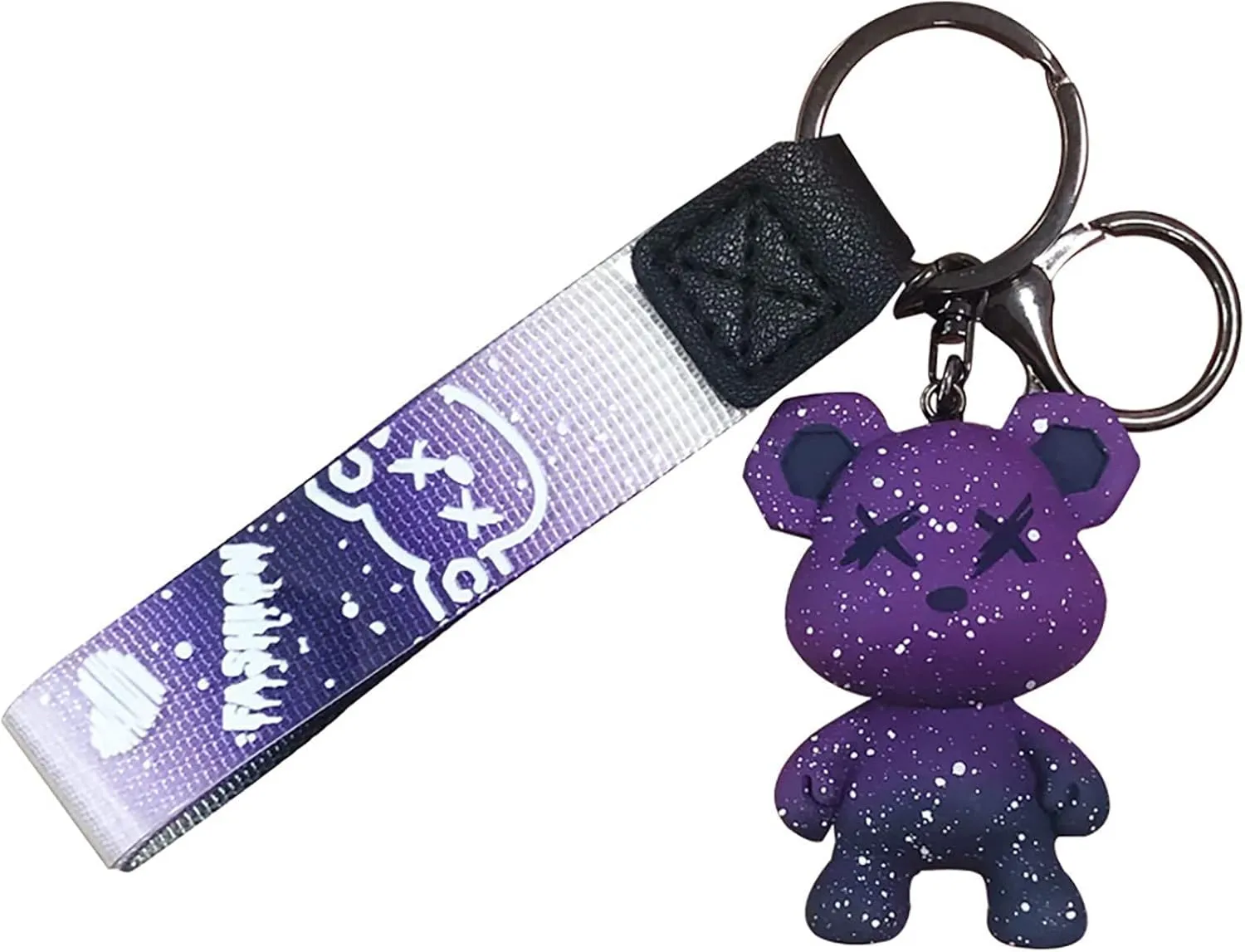 tenghong2021 Colorful Bear Keychain Men Women Creative Braided Rope Resin Animal Pendant Key Ring Accessories