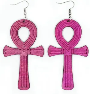 Teri's Boutique Colorful Wood Anka Ankh Cross Life of Symbol Fashion Jewelry Women Dangle Earrings