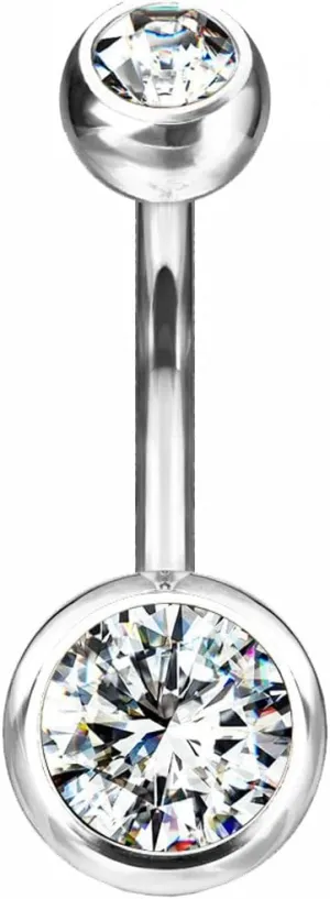 Titanium Belly Ring 14 Gauge 7/16" (11 MM) & Color CZ Gems Clear