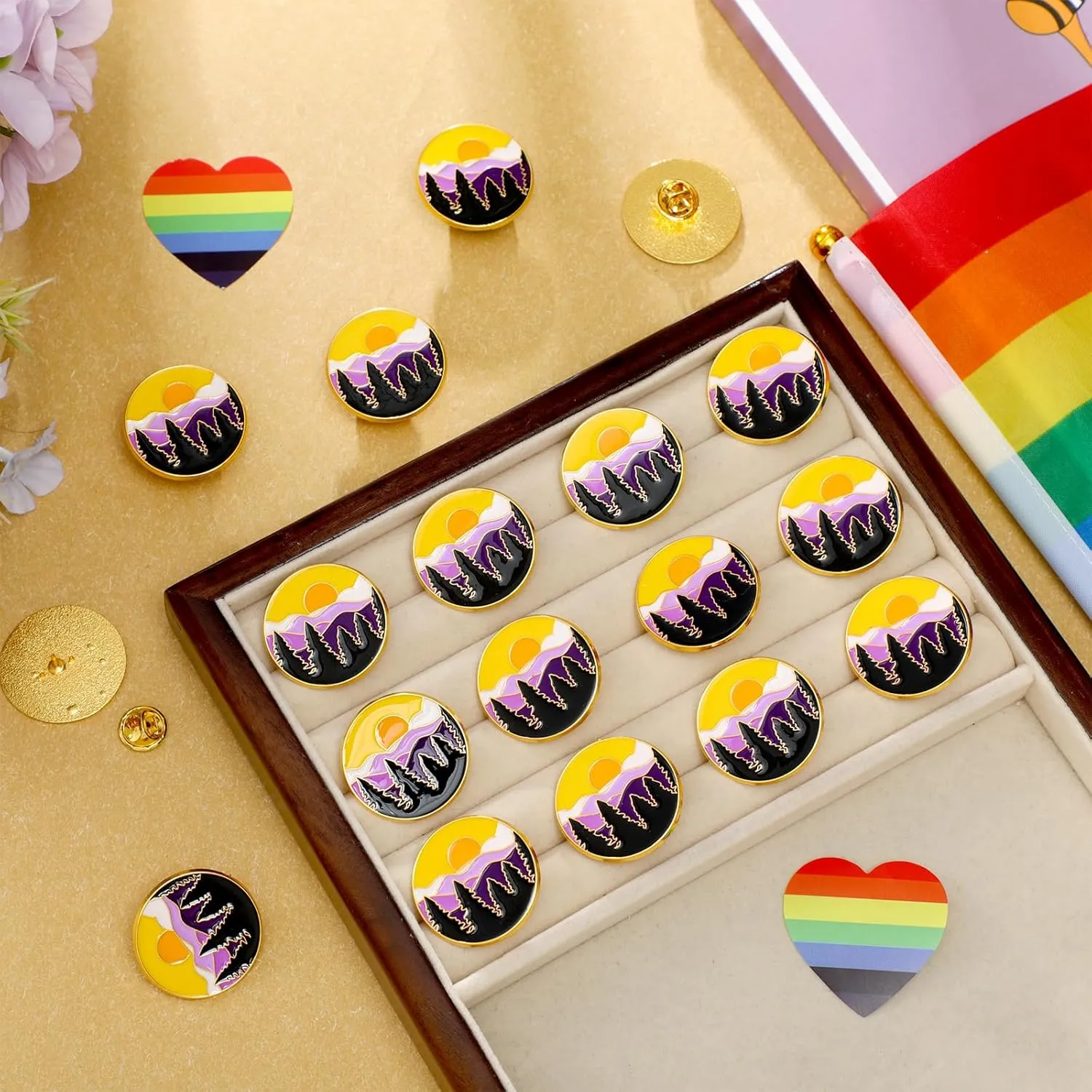 Tondiamo 24 Pcs Pride Pins LGBTQ Pins Rainbow Lapel Enamel Brooch for Ties Jackets Shirts Hats Scarves Sweaters Bags