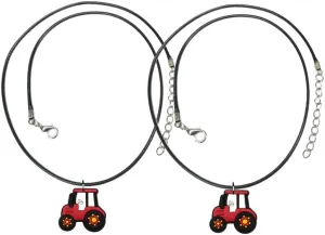 Tractor Pendant Necklace Bracelet Neck Wrist or Ankle Yazzle Dazzle Set of 2 Farm Barn Farmer, Adult