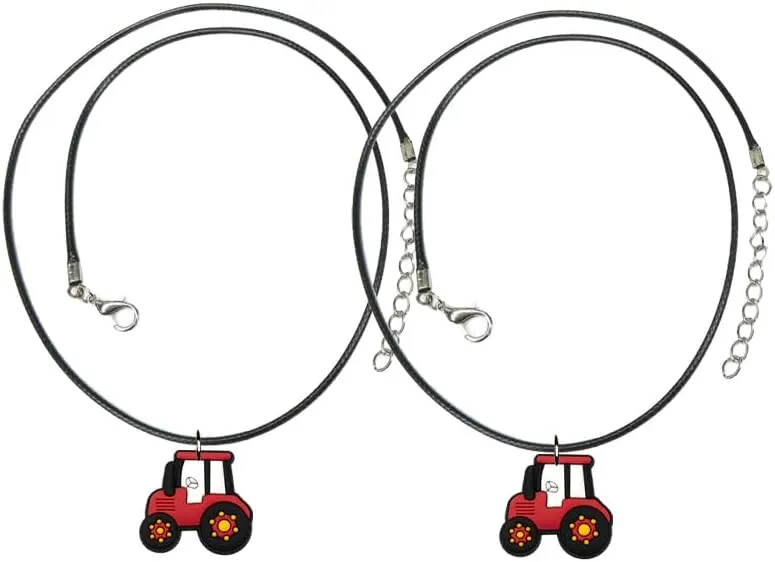 Tractor Pendant Necklace Bracelet Neck Wrist or Ankle Yazzle Dazzle Set of 2 Farm Barn Farmer, Adult
