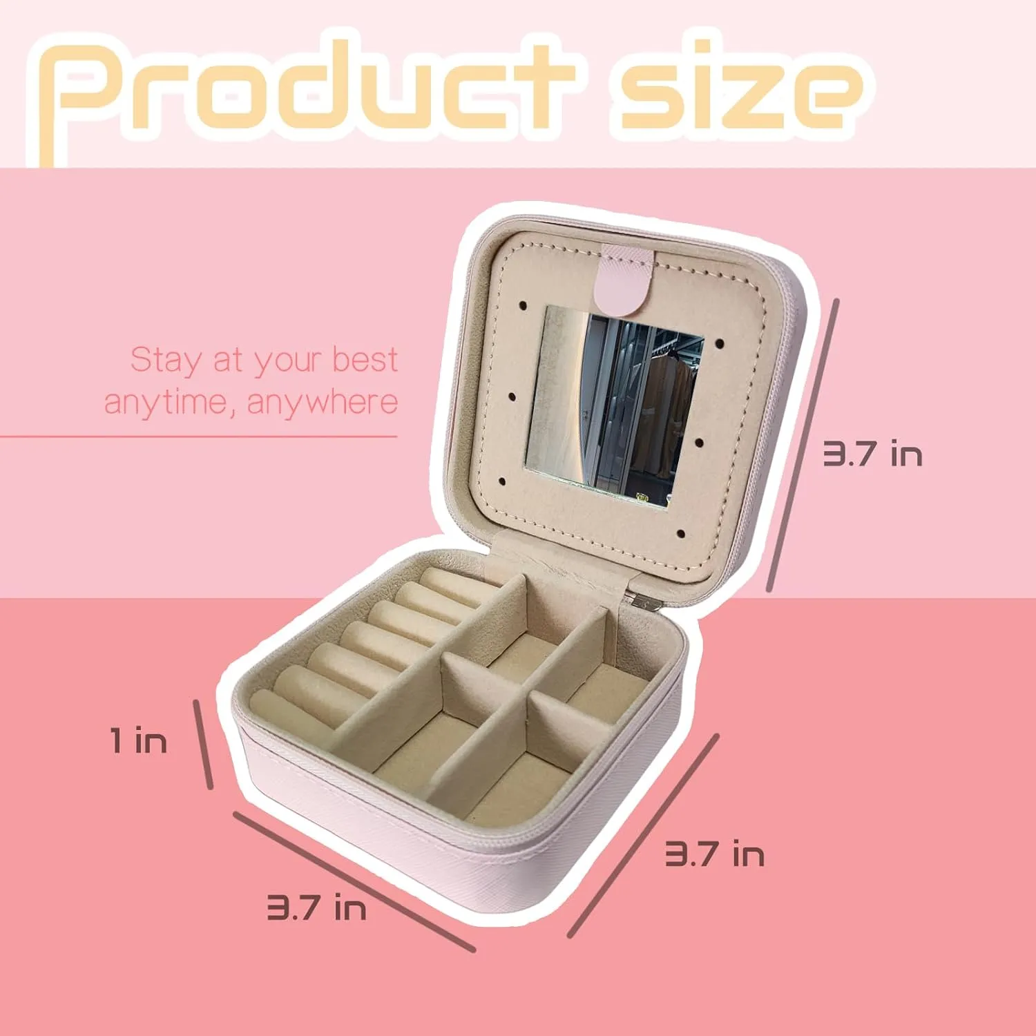 Travel Jewelry Case Organizer, Gifts for Women Teen Girls Initial Jewelry box with Mirror Vacation Beach Essentials Ring Necklace Earring Organizer Box (R)