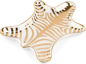 Trycooling Hand Painted Tiger Skin Ceramic Jewelry Dish Small Jewelry Rack Tray Rings Bracelets Earrings Trays Holder (Gold)