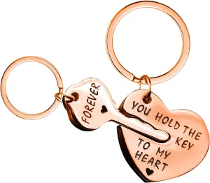 Uloveido 2pcs Couple Puzzle Love Heart Key Chain Ring Set for Men Women Valentine's Gift -You Hold the Key to My Heart SN150