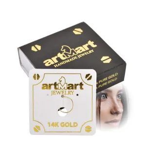 Ultra Thin Small 14K Real Solid Yellow Gold 0.5mm 24gauge Piercing Nose Ring Hoop Body Jewelry 8mm Diameter