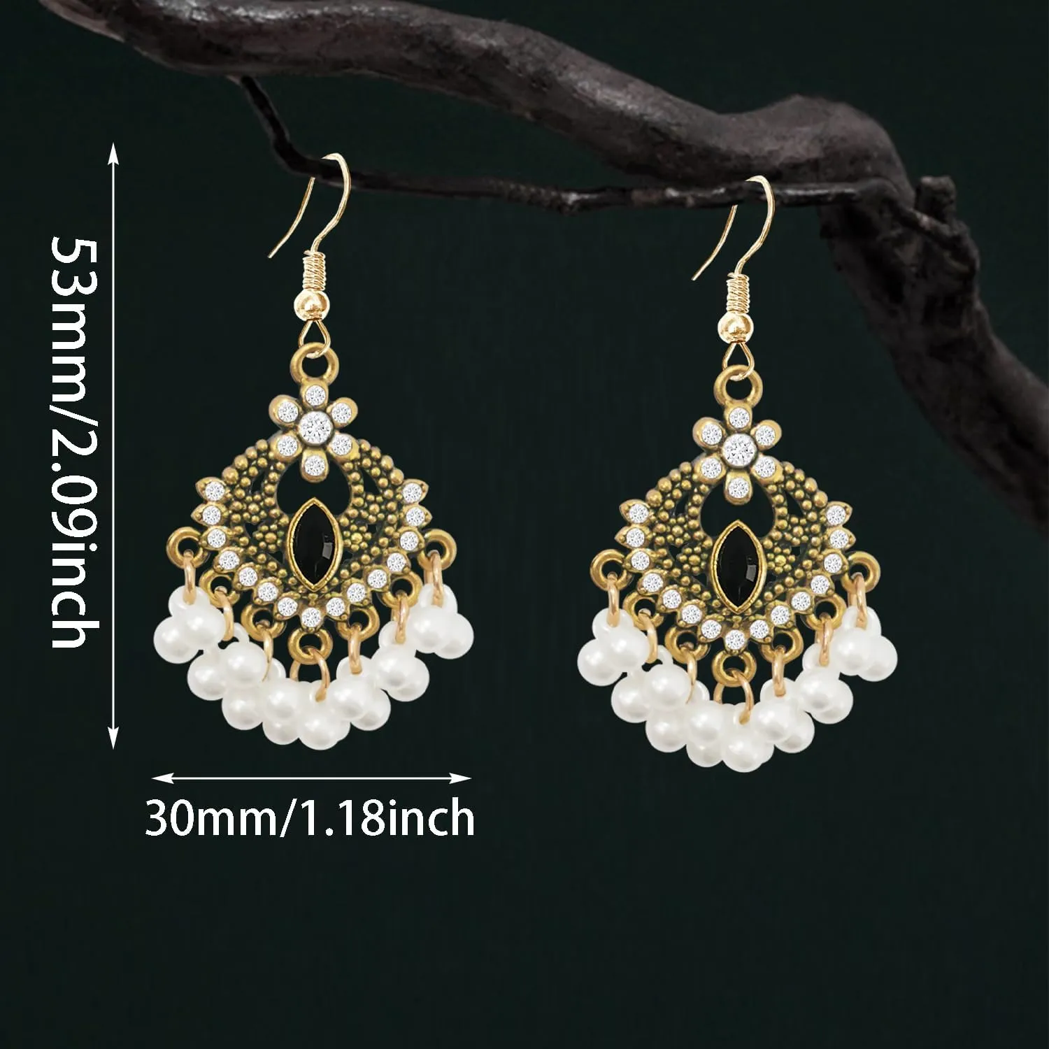 Unique Fashion Bohemian Vintage Chandelier Dangle Drop Earrings Pearl Flower Beads Geometry Hook Earrings for Women Retro Statement Jewelry Gifts