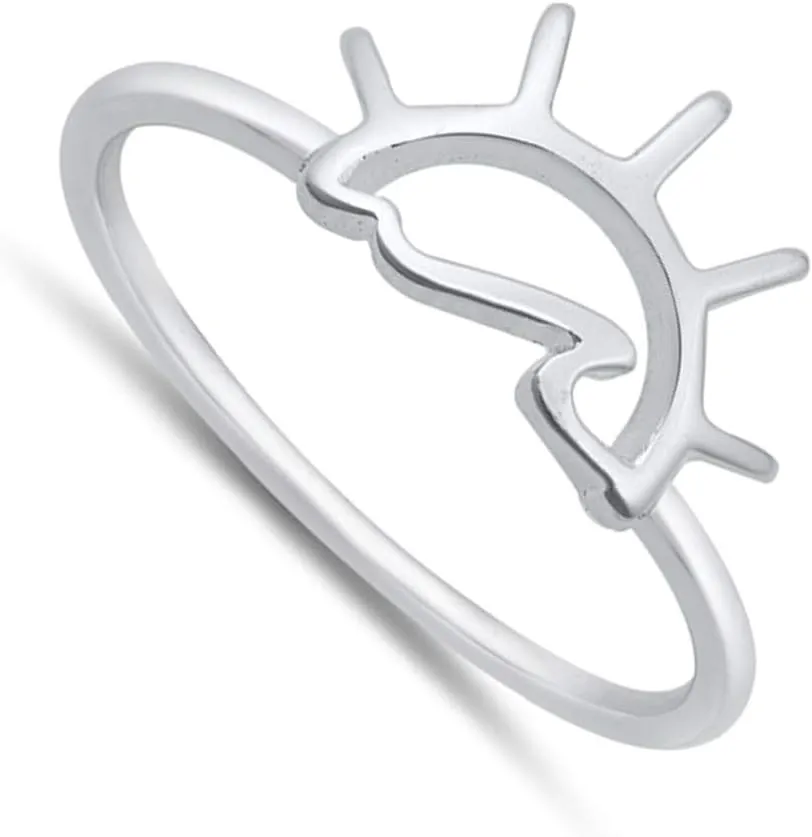 Unique Ocean Sunrise Sunset Beach Ring New .925 Sterling Silver Band Sizes 4-10
