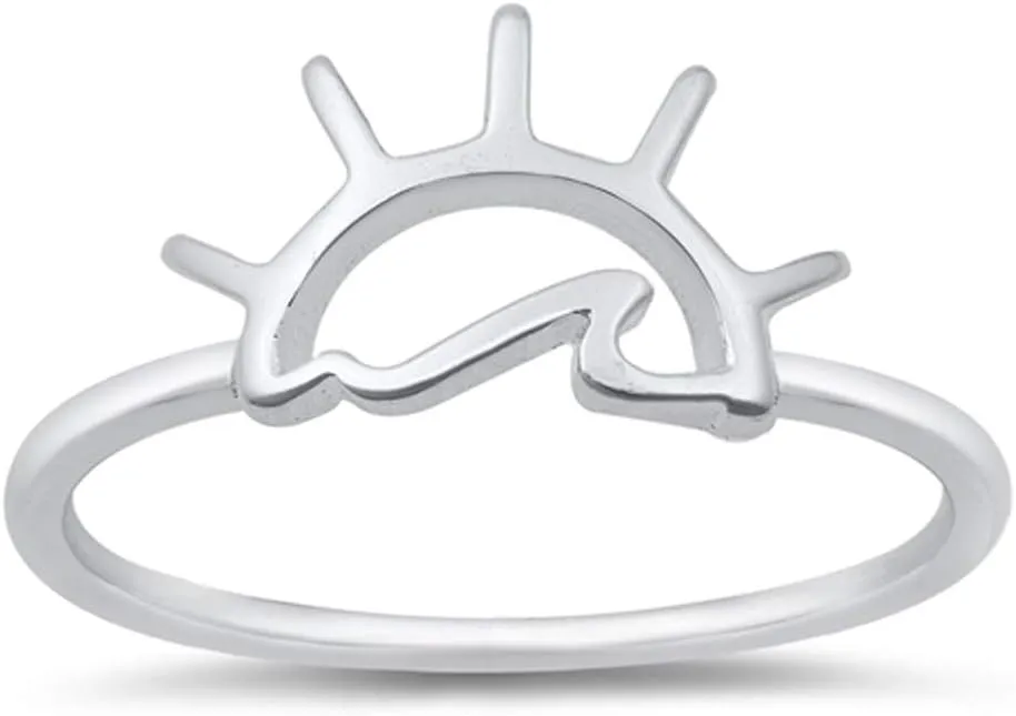 Unique Ocean Sunrise Sunset Beach Ring New .925 Sterling Silver Band Sizes 4-10