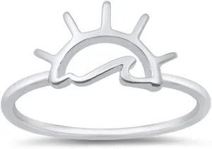 Unique Ocean Sunrise Sunset Beach Ring New .925 Sterling Silver Band Sizes 4-10
