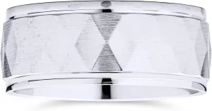 Unisex Personalize Customizable Stash Striped X Pattern .925 Sterling Silver Diamond Cut Wedding Band Ring For Couples Men Women 5, 7, 8MM Wide