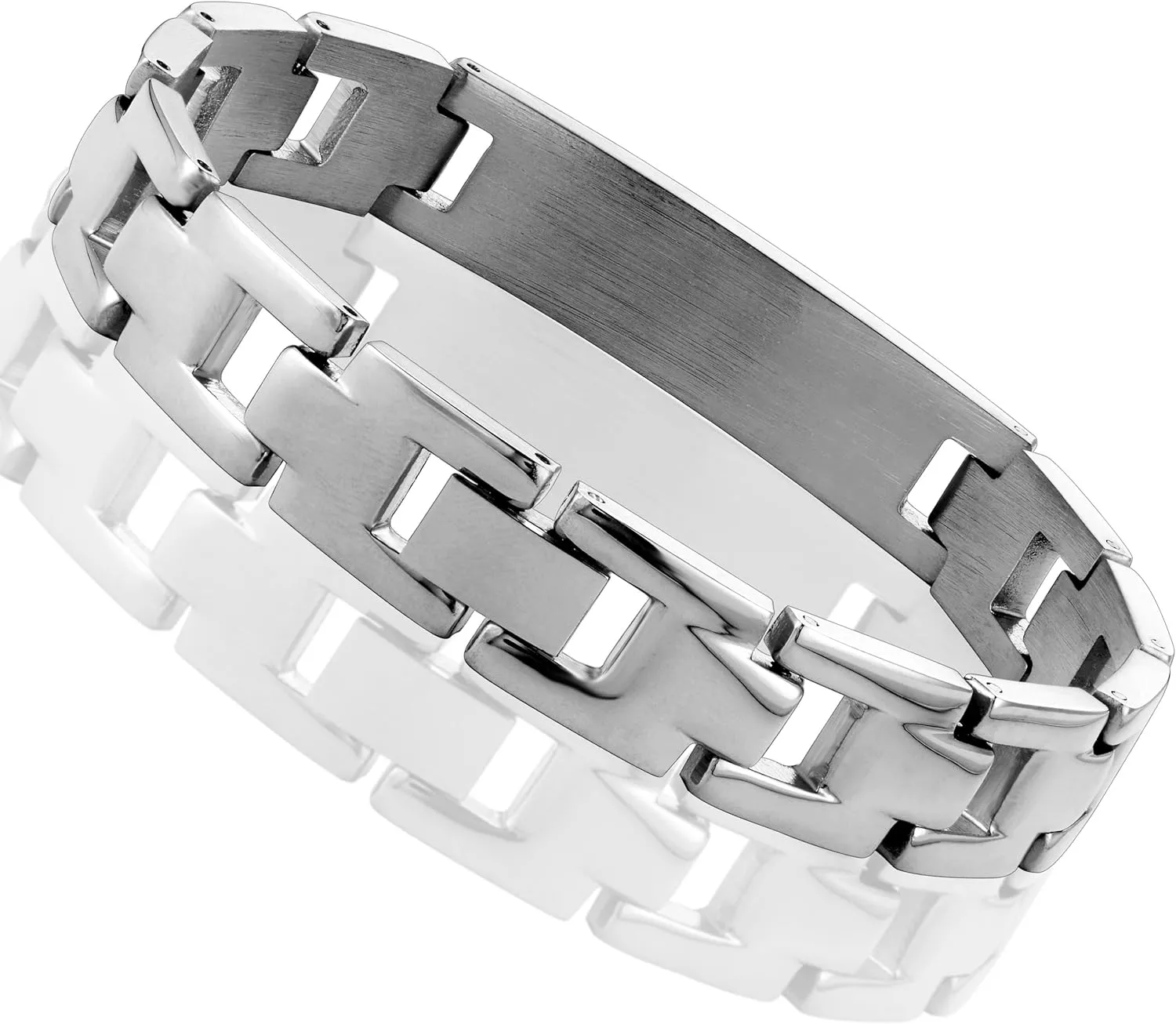 Urban Jewelry Lords Prayer Cross - 316L Stainless Steel Link Bangle Bracelet for Men