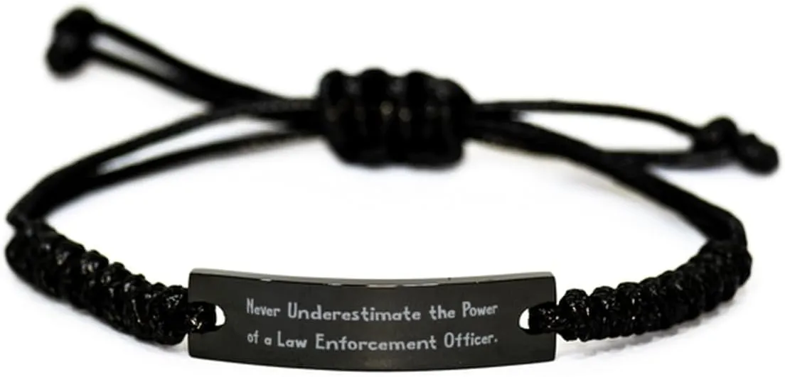 Useful Law enforcement officer Black Rope Bracelet, Never Underestimate, Present For Coworkers, Useful Gifts From Team Leader, Friendship, Friendship bracelet, Black friendship bracelet, Friendship