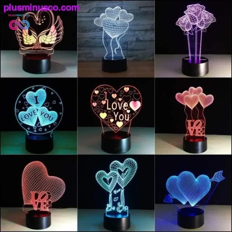 Valentines Day Gift 3D LED Table Lamps with 7 Colors Night