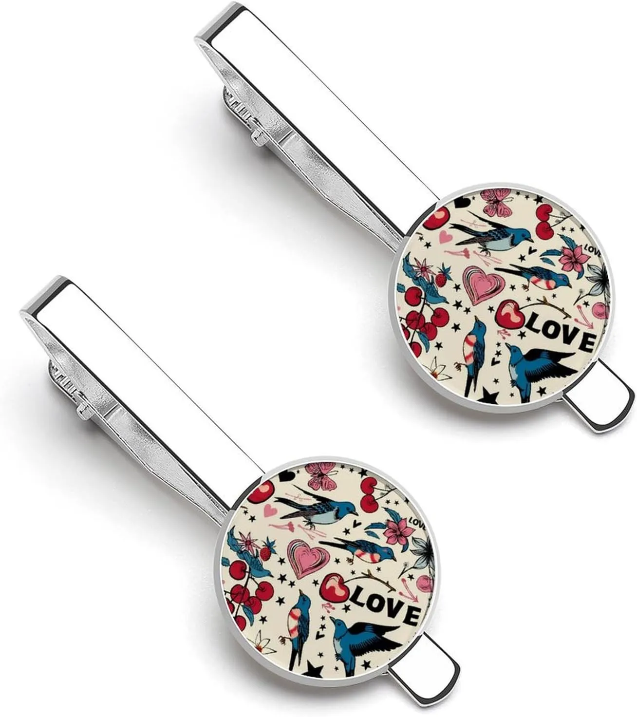 Valentines Day Pattern Tie Clip Tack Pins Cufflinks Necktie Bar Pinch Business Wedding Clothing Accessories for Men Women