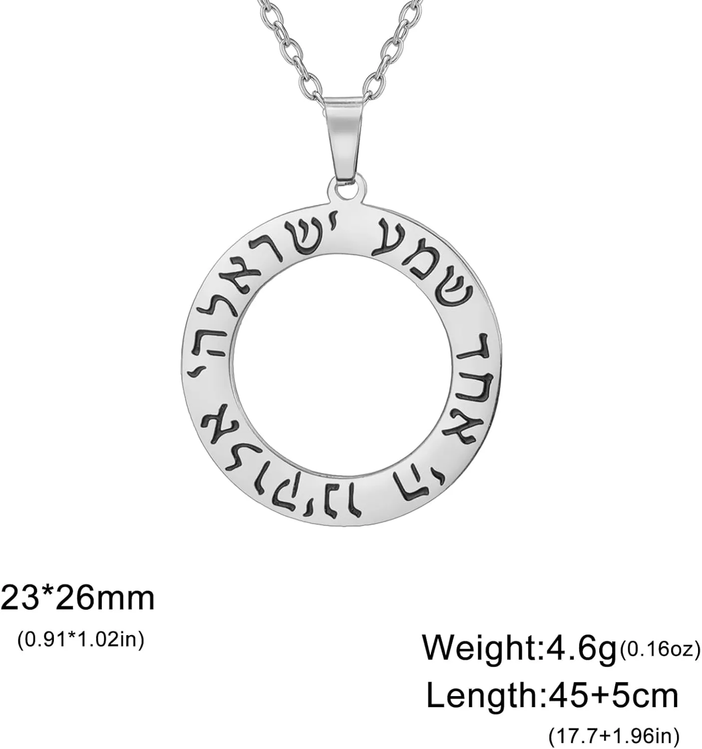 VASSAGO Hebrew Prayer Necklace for Women Men Stainless Steel Shema Yisrael Star of David Pendant Jewish Religious Blessing Jewelry
