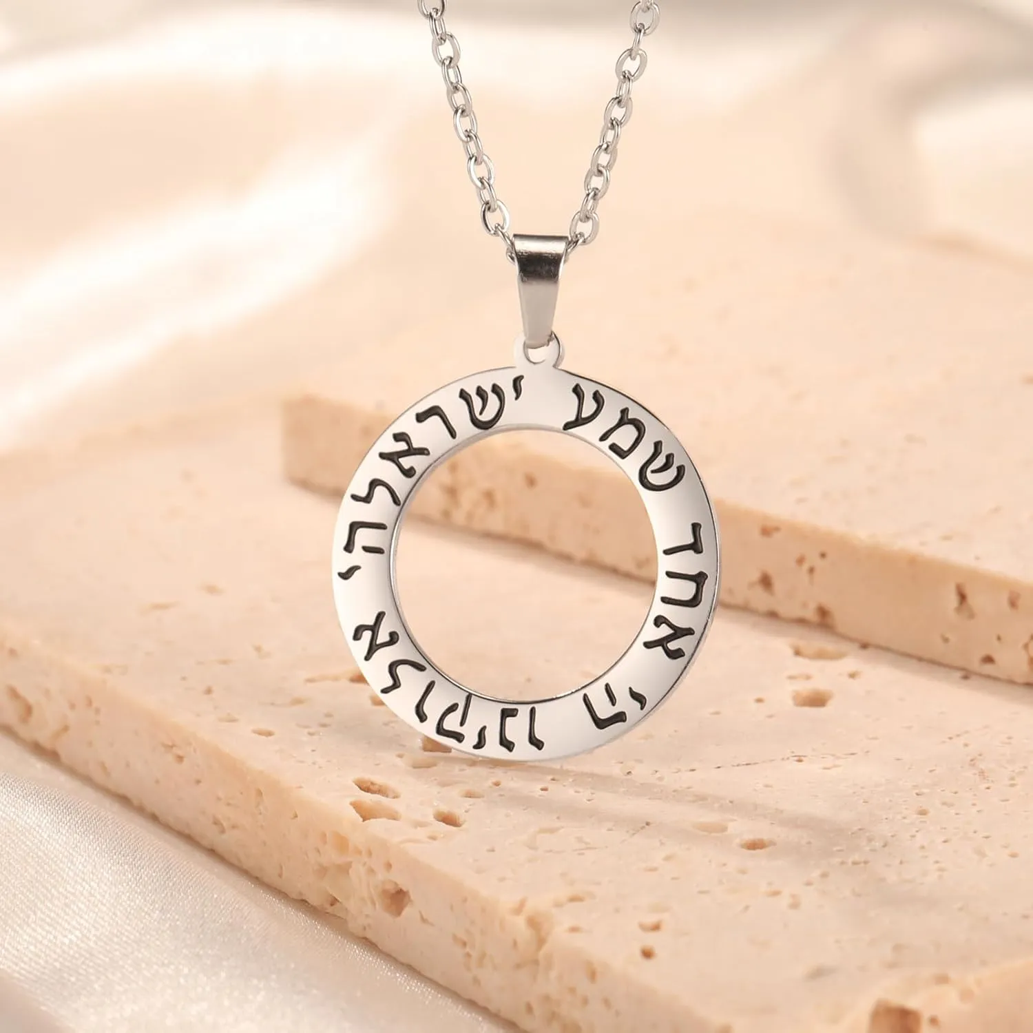 VASSAGO Hebrew Prayer Necklace for Women Men Stainless Steel Shema Yisrael Star of David Pendant Jewish Religious Blessing Jewelry
