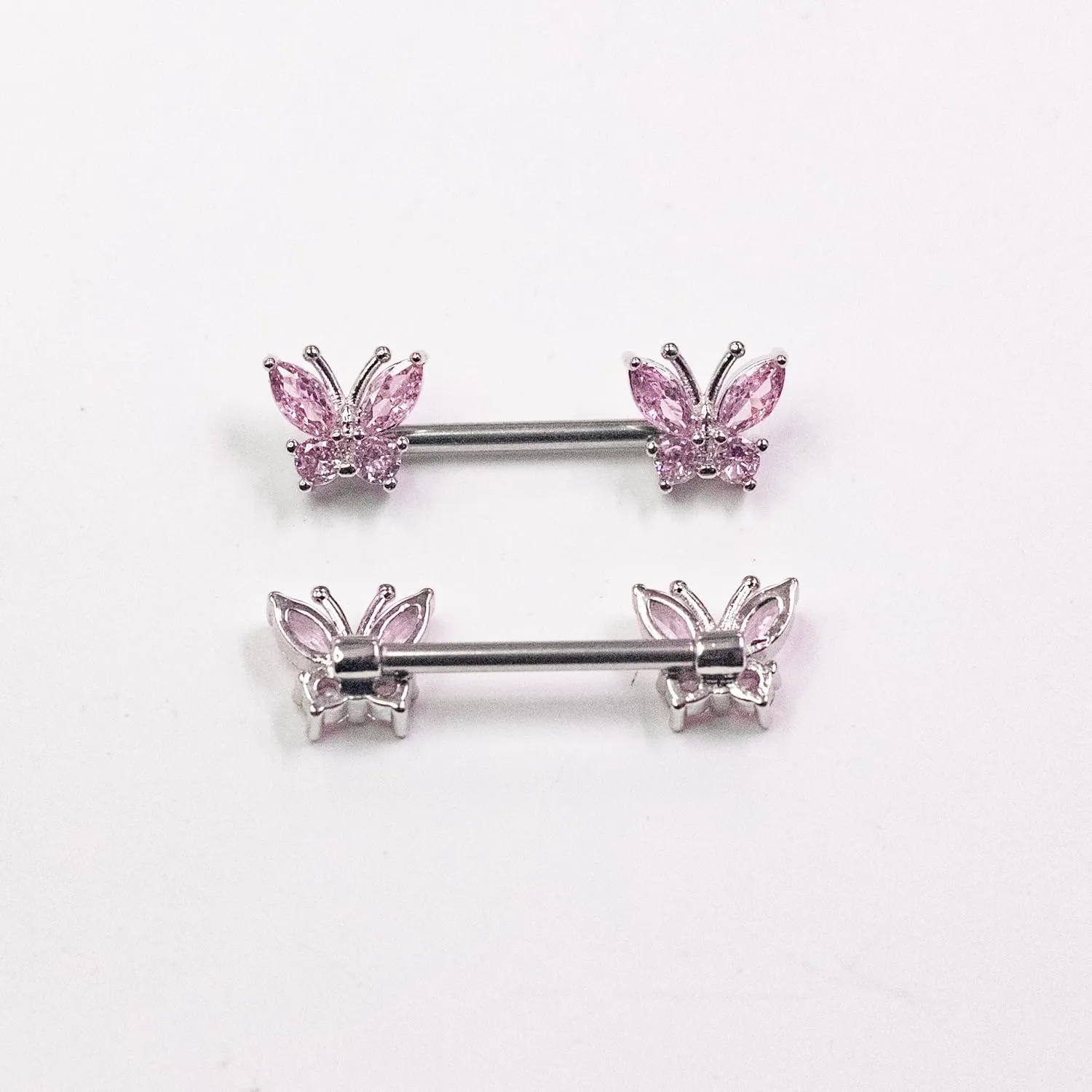 VERAMI 14G Stainless Steel Heart Nipple Rings and Barbell - Butterfly, Starlight Acrylic Ball, Tongue Rings for Women and Men