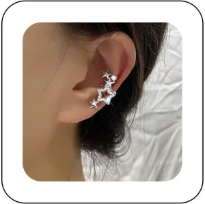 Vintage Crystal Star Cuff Wrap Earrings Cluster Star Cartilage Cuff Earrings Silver Cz Star Ear Cuff Earrings Star Non Piercing Clip On Earrings Jewelry for Women