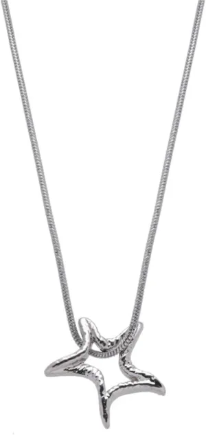 W WEILIRIAN Bohemian Star Pendant Necklace Silver Star Necklace Chain Hollow Star Collar Necklace Thin Snake Chain Necklace Jewelry for Women Gifts