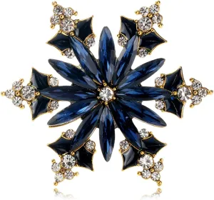 WCRAZYE Vintage Rhinestone CZ Snowflake Brooch Pin for Men Women - Winter Christmas Flower Lapel Pins Corsage Badge Cloth Dress Accessories Jewelry