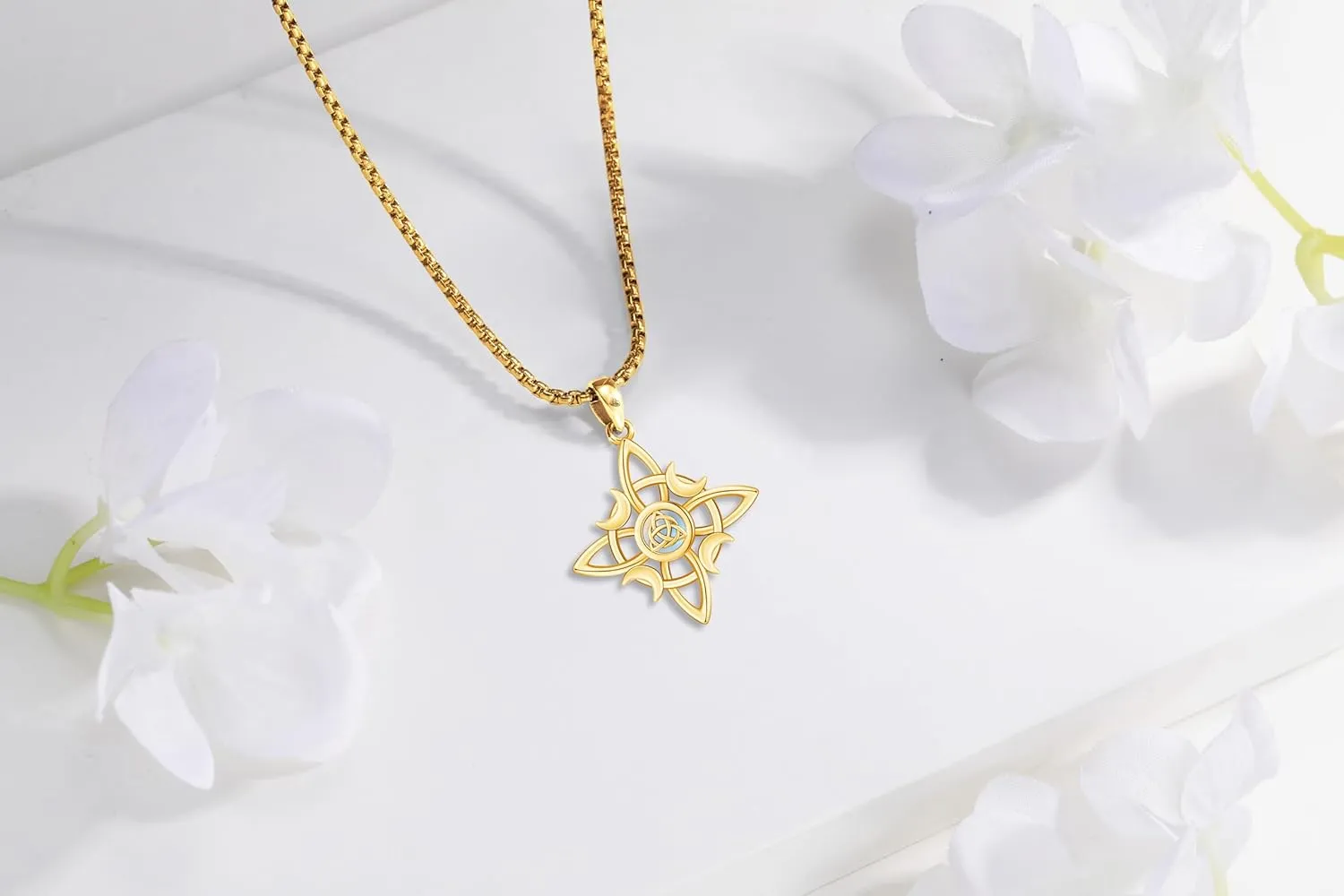 Witches Knot Necklace Nudo De Bruja Plata 925 Original Sterling Silver Cross Moonstone Birthday Pendant Pagan Wiccan Christmas Jewelry Religious Faith Gifts for Women Wife Mom