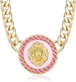 Women's Hip Hop Basketball Wives Lion Head Chunky Chain Choker Necklace Crystal Statement Linked Necklace Party Costume Outfit Cocktail Animal Jewelry