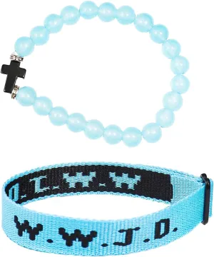 WWJD Braided Rope Beads Cross Christian Bracelet Inspirational Religious What Would Jesus Do Matching Couple Friendship Bangle Hnadmade Pray Protection Jewelry for Women Men