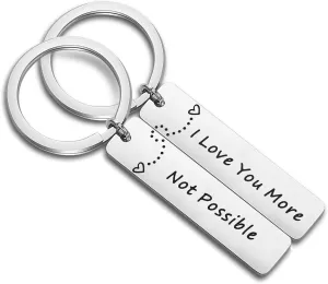 Zuo Bao Couple Keychain I Love You More/Not Possible Gift for Wife Husband Boyfriend Girlfriend Gift
