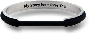 Zuo Bao Handstamped Inspirational Message Hair Tie Bracelet Stainless Steel Grooved Cuff Bangle for Women Girls