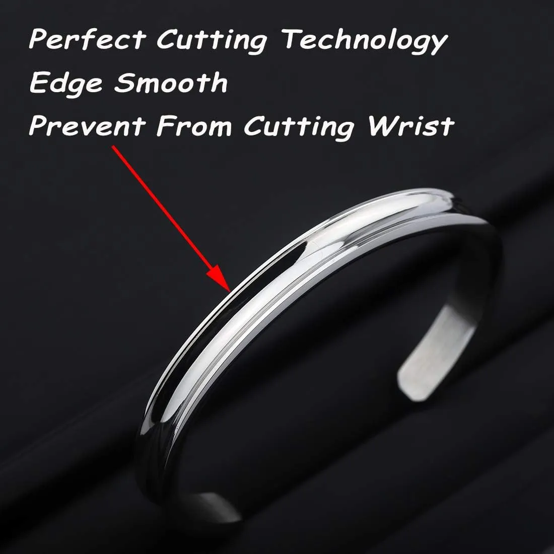 Zuo Bao Handstamped Inspirational Message Hair Tie Bracelet Stainless Steel Grooved Cuff Bangle for Women Girls